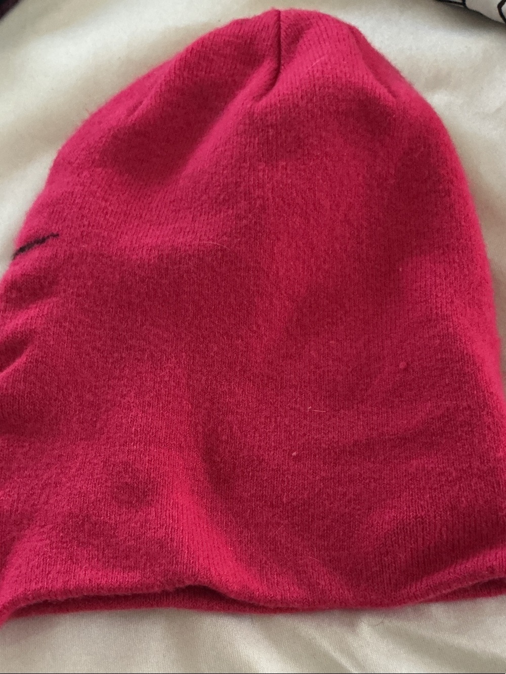 Nike Red Beanie with Black NIKE Wordmark and Swoosh - Picture 2 of 2